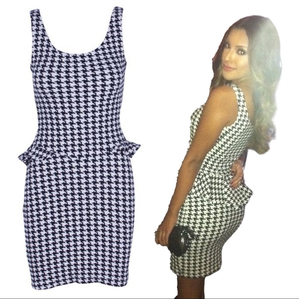 Betsy Johnson Houndstooth Peplum Dress - Petite